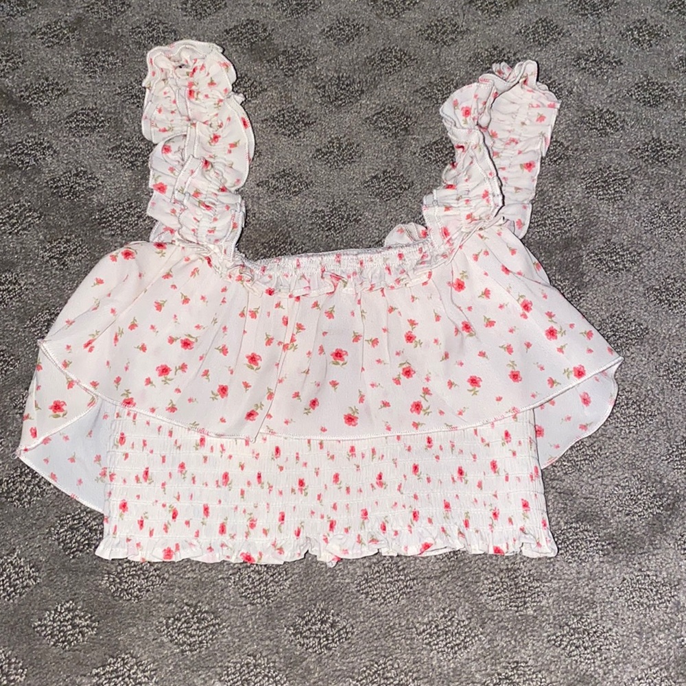 Floral crop tank top